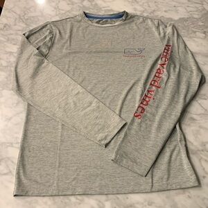 Vineyard Vines long sleeve harbor UPF performance tee size XS, gray/navy/red